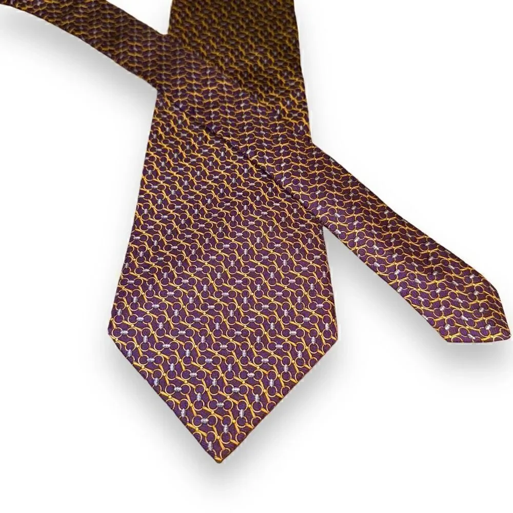 Brooks Brothers Purple Horsebit Handmade 100% Silk Neck Tie